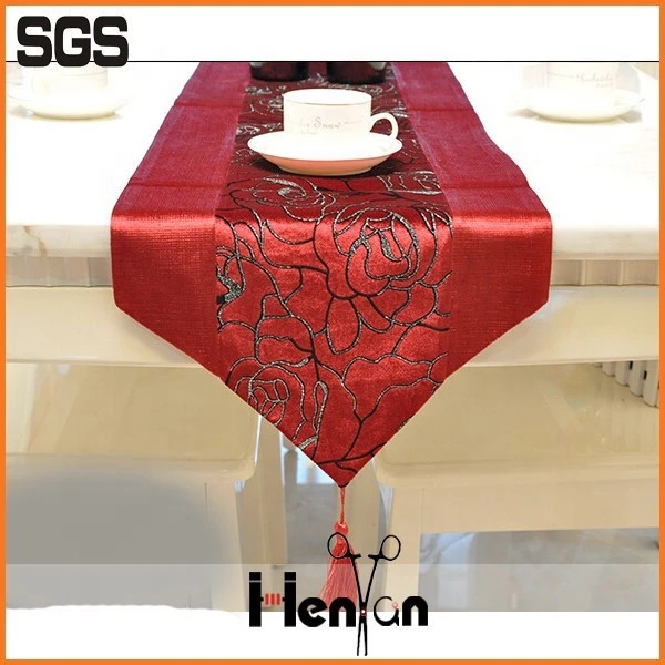wholesale custom sequin chinese silk table runner