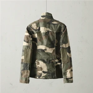 Wholesale Custom WomenS Camouflage Tooling Style Stand Collar Cotton Canvas Jacket