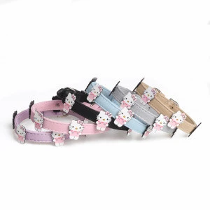 Wholesale hot selling animal products charms custom vegan pu faux leather belts per collar dog cercical collar and leash