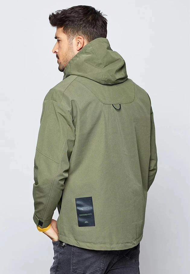 Wholesale mens fashion superdry patchwork hooded coat streetwear tactical windbreaker outdoor hiking clothing men flight jacket