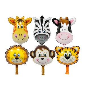 Wholesale Mini Animal Head Aluminum Foil Balloon Tiger Lion Monkey Childrens Birthday Balloons Party Decoration Animal Balloon
