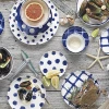 Wholesale Modern Europe Blue White Hand Painted Dinner Round Bowl Dish Plates Ceramic Sets Dinnerware