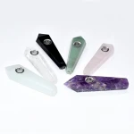 Wholesale natural crystal healing stone rose quartz amethyst smoke weed pipe quartz stone crystal smoking pipes weed accessories