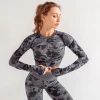 Wholesale sport running seamless yoga clothes fashion camouflage long sleeves yoga top
