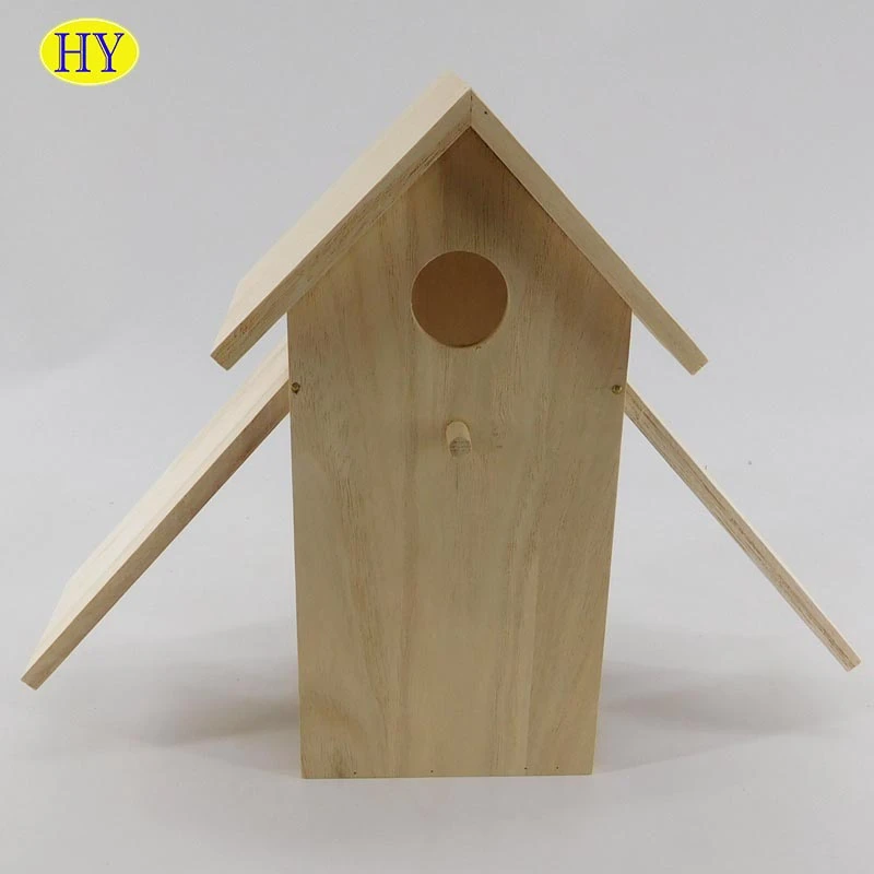 Wholesale Unfinished Wooden Bird House With sides can be opened