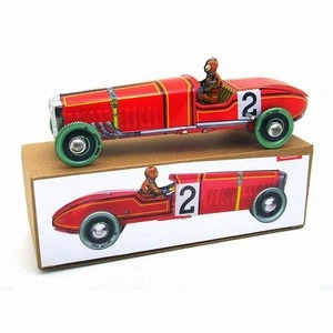 Wind Up Tin Toy Gift Spanish Red Number 2 Racing Car Room Decoration