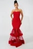 Women Clothing Elegant Evening Party Dress Bodycon Mesh Tube Top Dress Latest Design
