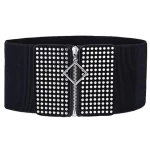 Women Personality Fashion Rivet Elastic Waist Dress Accessories Belt with Zipper