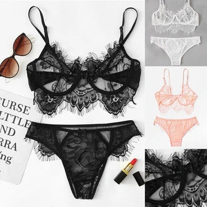 Womens Bra Sexy Hollow Out Thongs Women Bra Set Lace Perspective