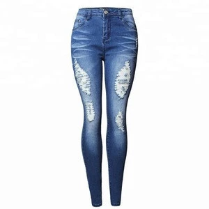 Womens Juniors Casual Destroyed Ripped Distressed Slim Fit Skinny Stretch Denim Jeans