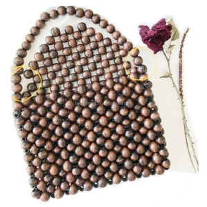 wood bead purse natural wooden beaded bag vintage designed bag for lover or friends