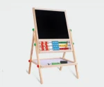 Wooden 360 Degree Rotation Double-sided KXM-808 Magnetic Drawing Black White Writing Board with eraser chalk for Wood kids toys