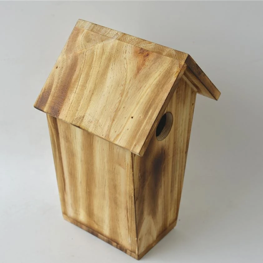 Wooden Bird House  charcoal color finish