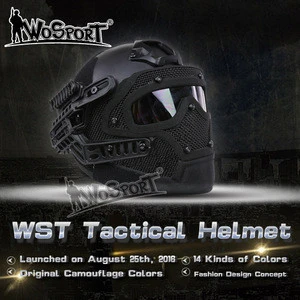 WoSporT Tactical Military PJ type Fast Helmet with Mask Goggles Hunting Airsoft Army Combat Bullet Proof Full Face Helmet