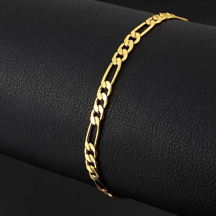 Wrist hand chain bracelets cuban link jewelry men gold figaro chain bracelet