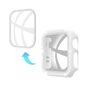 Yapears diamond watch Cover case with screen protector Shell Protective Box for Apple Watch 3 42mm white