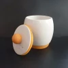 [ZIBO HAODE CERAMICS]Hot sale custom Non-slip ceramic Solid White glazed seasoning pot sets with silicone sleeve