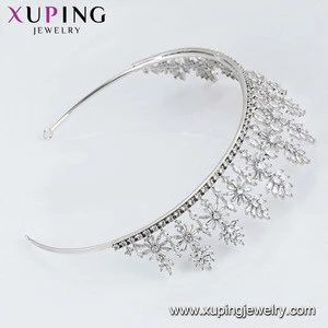00524 Xuping women wedding hair accessories jewelry crystal design silver color bridal tiara