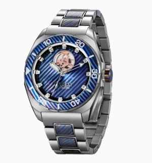 Custom Damascus Titanium Men's Mechanical Watch, Swiss Movement, 100M Waterproof Luxury Business Wristwatch