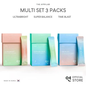 THE APRILAB | Multi-Set Three Pack | Time Blast + Ultrabright + Super Balance (Korean Beauty Supplement Powder)