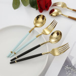 18/8 stainless steel gold and black flatware set(4 pieces)