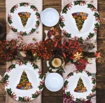 Custom print colorful floral fruit design plastic dinnerware set melamine Bowls cups and plates set