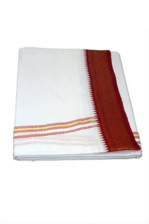 Handloom White Cotton Dhotis with Kanduva