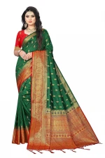 Woven Banarasi Nylon Blend, Jacquard Saree  (Magenta, Dark Blue, Red, Green, Blue, Maroon, Orange, Light Green)