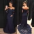 Import free Shipping Navy Blue 2020 Mermaid Evening Dresses Lace Long Sleeves Prom Gowns Off The Shoulder Sweep Train Bridesmaid Dress from China
