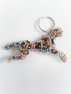 Wire Beaded Leopard  Key ring