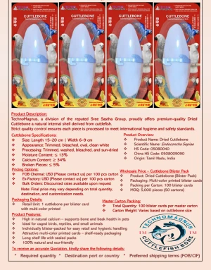 Dried Cuttlebone (Blister Packed) Retail Pack
