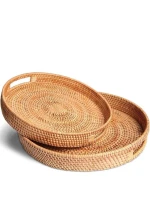 Premium Eco friendly Rattan Baskets Trays Handcrafted Home Decor Global Export Quality