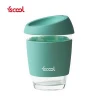 12oz New Promotion Reusable Silicone Coffee Cup, Glass Tea Cup With Silicone Sleeve And Lid
