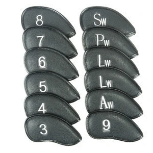 12pcs set Black color Golf club headcover PU leather golf putter head cover