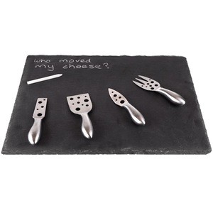 12&quot; x 16&quot; Slate Cheese Board and Stainless Steel Cutlery Set