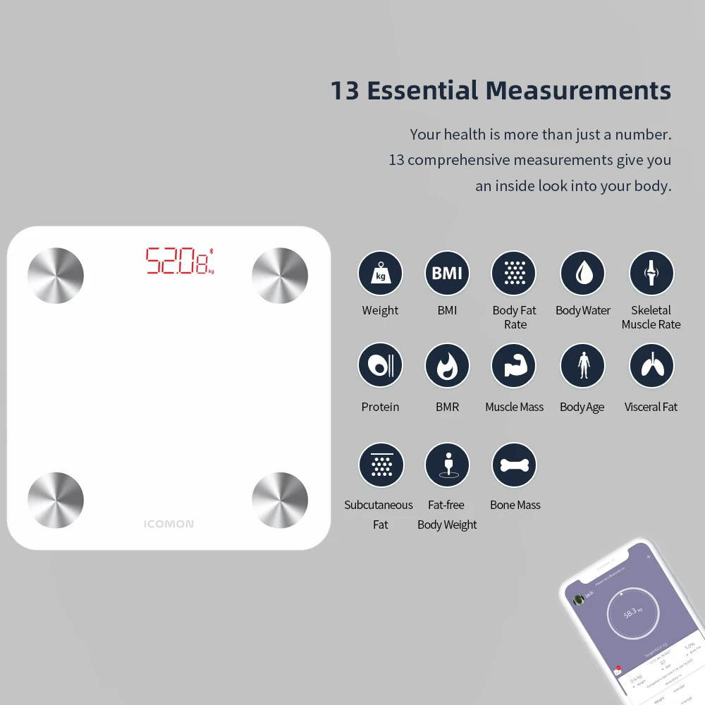 13 Body Index Smart Body Weight Machine Scale Digit Bathroom Weighing Bathroom Digital Scale
