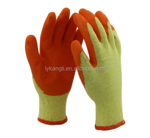 13 Gauge Polycotton wrinkle surface crinkle coated safety hand working latex glove