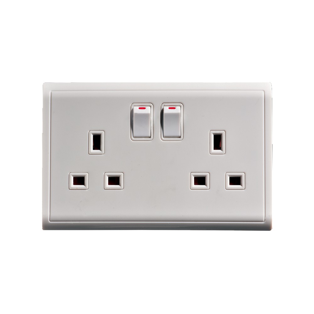 13a uk wall switch double 6 pin plug and socket