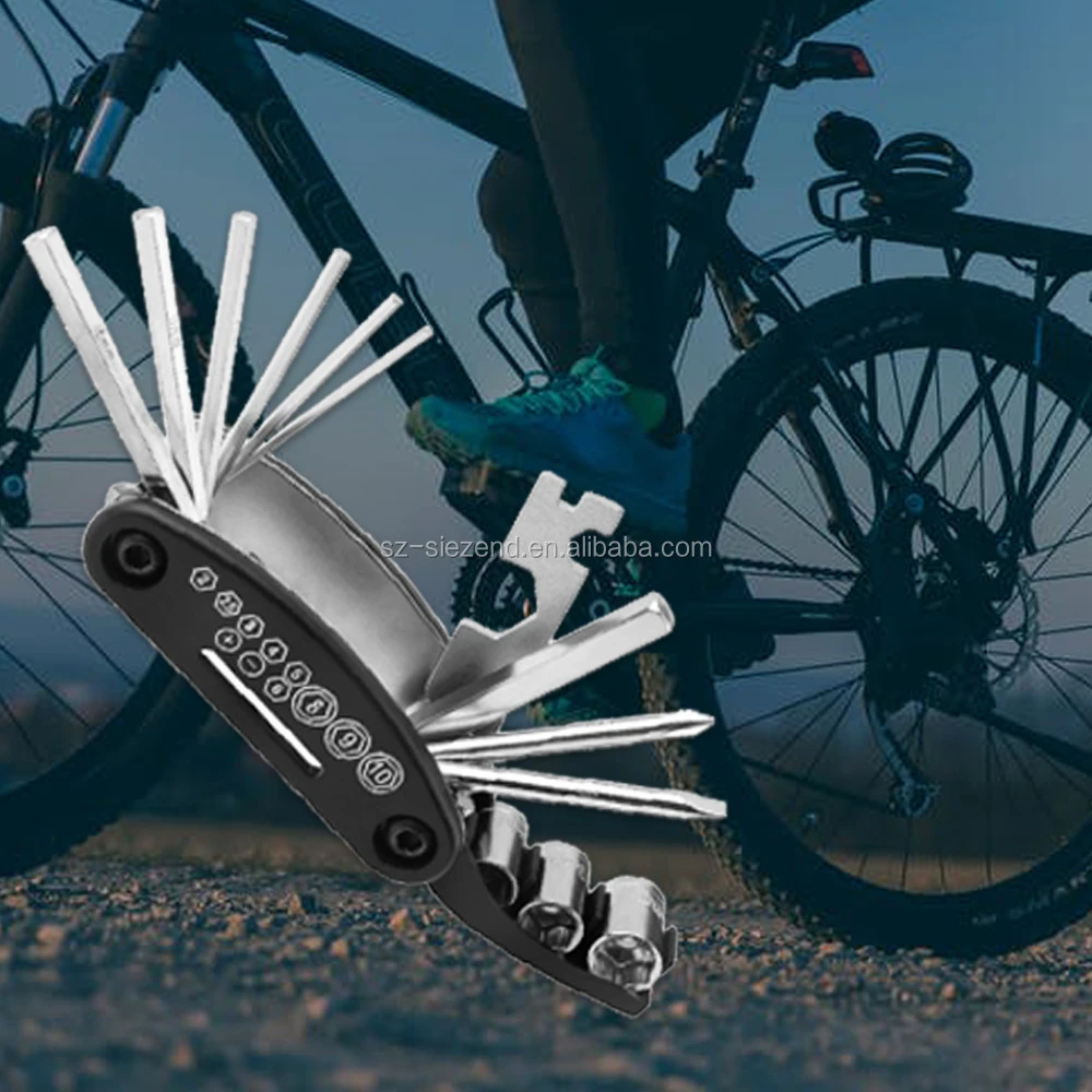 16 in 1 Multifunction Bike Bicycle Repair Tool Kit, Portable Multi Tool Screwdriver Wrench Foldable Pocket Bike Tire Tool