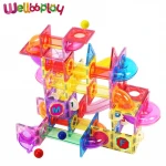 160pcs marble run magnetic tiles colorful magnetic toys set safe plastic building blocks for kids