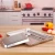 Import 18/8 buffet dinner stainless steel food grade rectangle food tray plate square serving tray from China