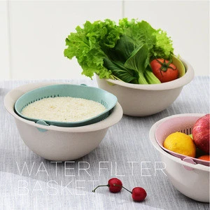 2-in-1 kitchen Strainer Colander Large Plastic Washing Bowl and Strainer for Fruits Vegetable Cleaning