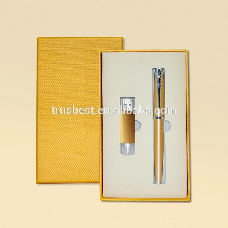 2 in 1 USB flash drive and metal pen set gift for wedding or meeting or fair