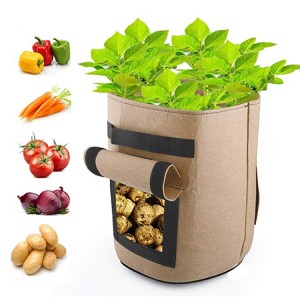 2 Pack 7 Gallon Garden Potato Grow Bags Felt Fabric Planter Planting Pots with Access Flap and Handles