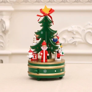 2018 Christmas Decorations Automatic Carousel Music Box Custom Wooden Music Box for Christmas Gift