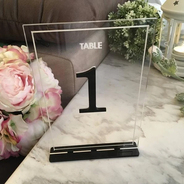2020 Custom place card Mirror Clear wedding standing acrylic wedding table number