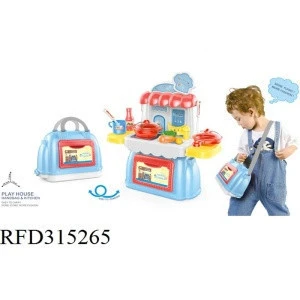 2020 popular children&#39;s toys play house set 2 in1 tool and tableware  kitchen table handbag