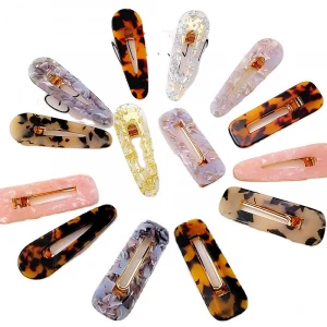 2021 New arrivals high quality hairgrips acetate hair clips sweet bang marbling fancy hair clip for girls