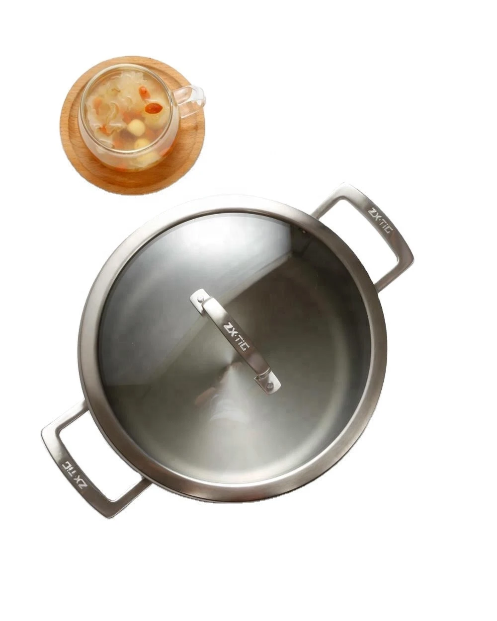 24cm Pure Titanium Cookware Cooking Teapot Milk Pot Milk Boiling Pot Soup &amp; Stock Pots Metal Eco-friendly