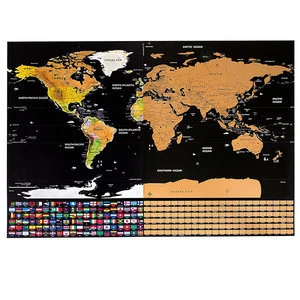 250g coated paper foil layer coating poster scratch world off map